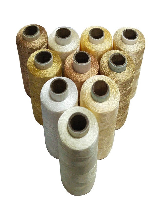 Zoohi Silk Thread 10 Color Cream and Beige Set for Jewellery-Tassel Making- Embroidery-Crafts, Shiny Soft 900 MTR Thread spools. Pack of 10 Pcs - Image 2